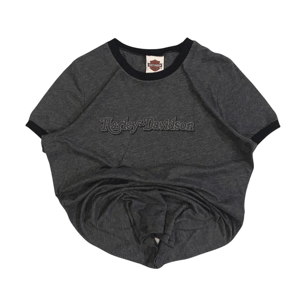 Vintage Harley Davidson Women's Contrast Rib Short Grey 2XL Made USA
